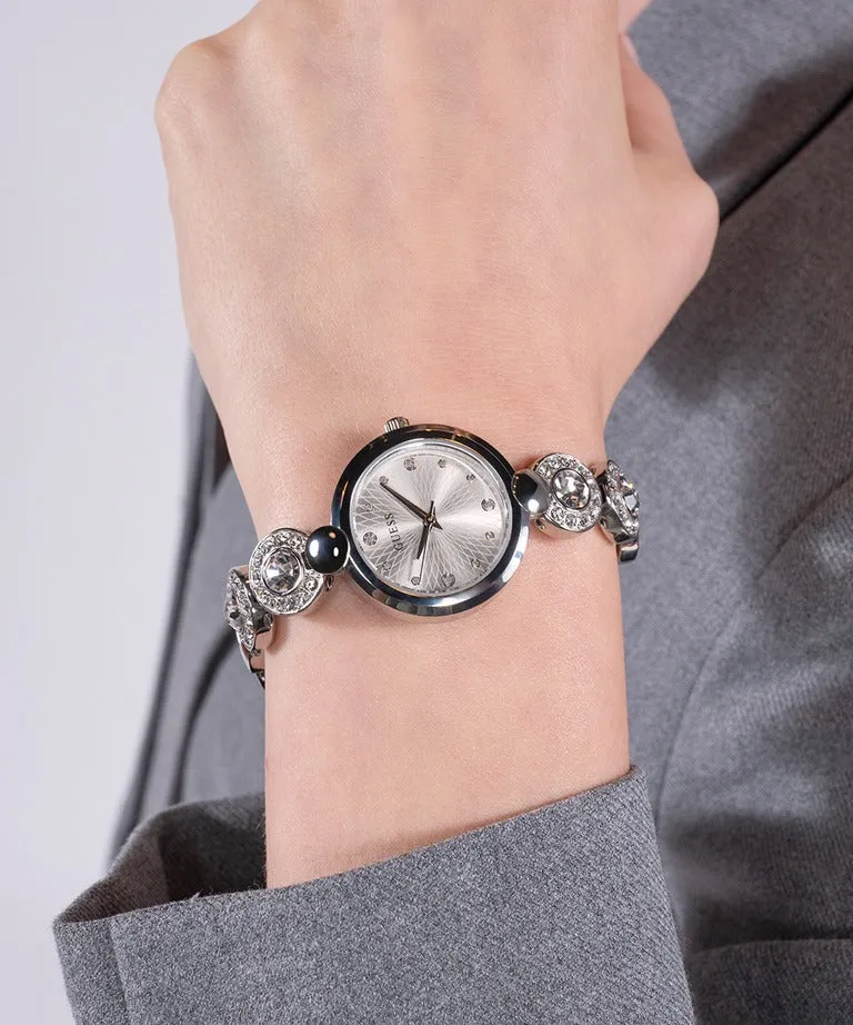 Jewelry Guess Watches GUESS SILVER CRYSTAL LINKS LADIES WATCH GW0757L1