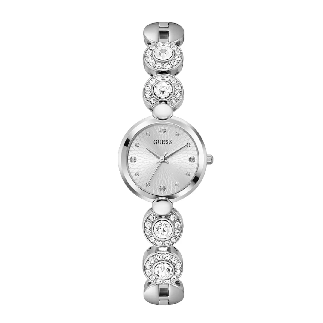 Jewelry Guess Watches GUESS SILVER CRYSTAL LINKS LADIES WATCH GW0757L1