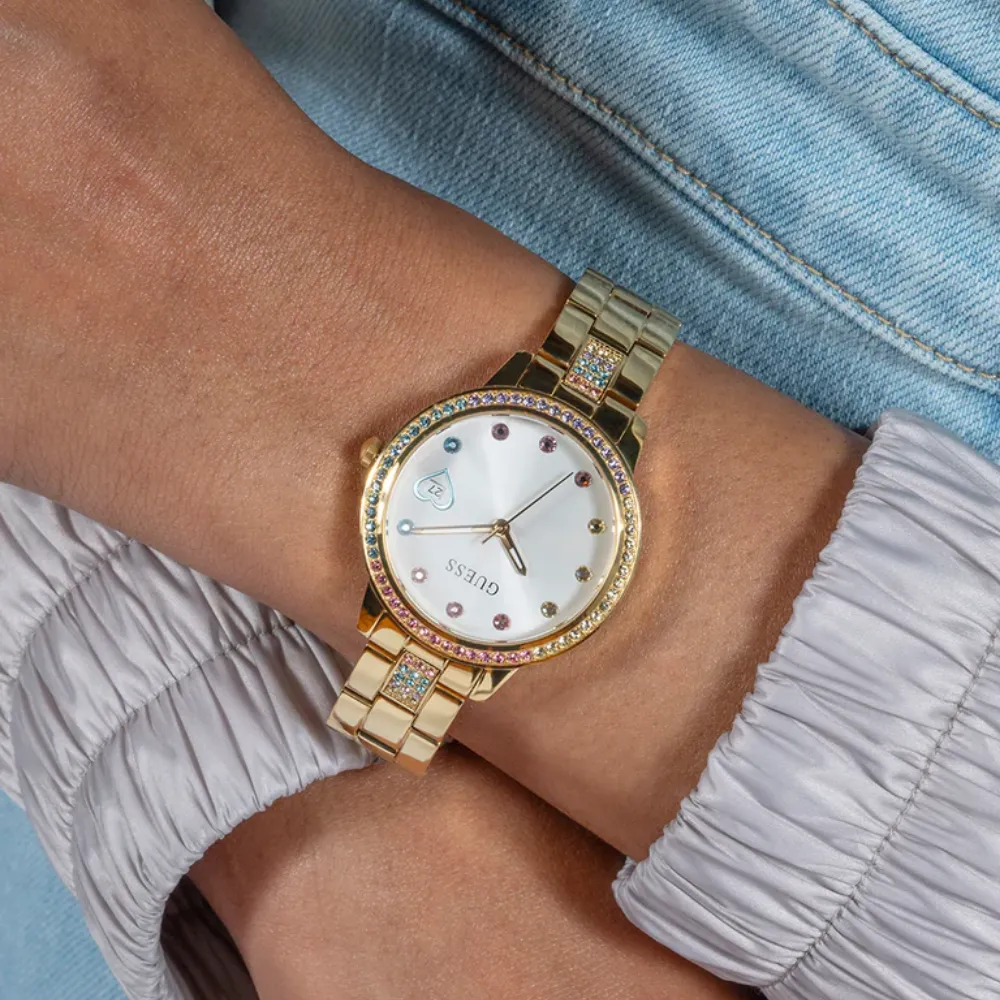 Jewelry Guess Watches Guess Silver Dial Gold Stainless Steel Strap Women Watch GW0657L2