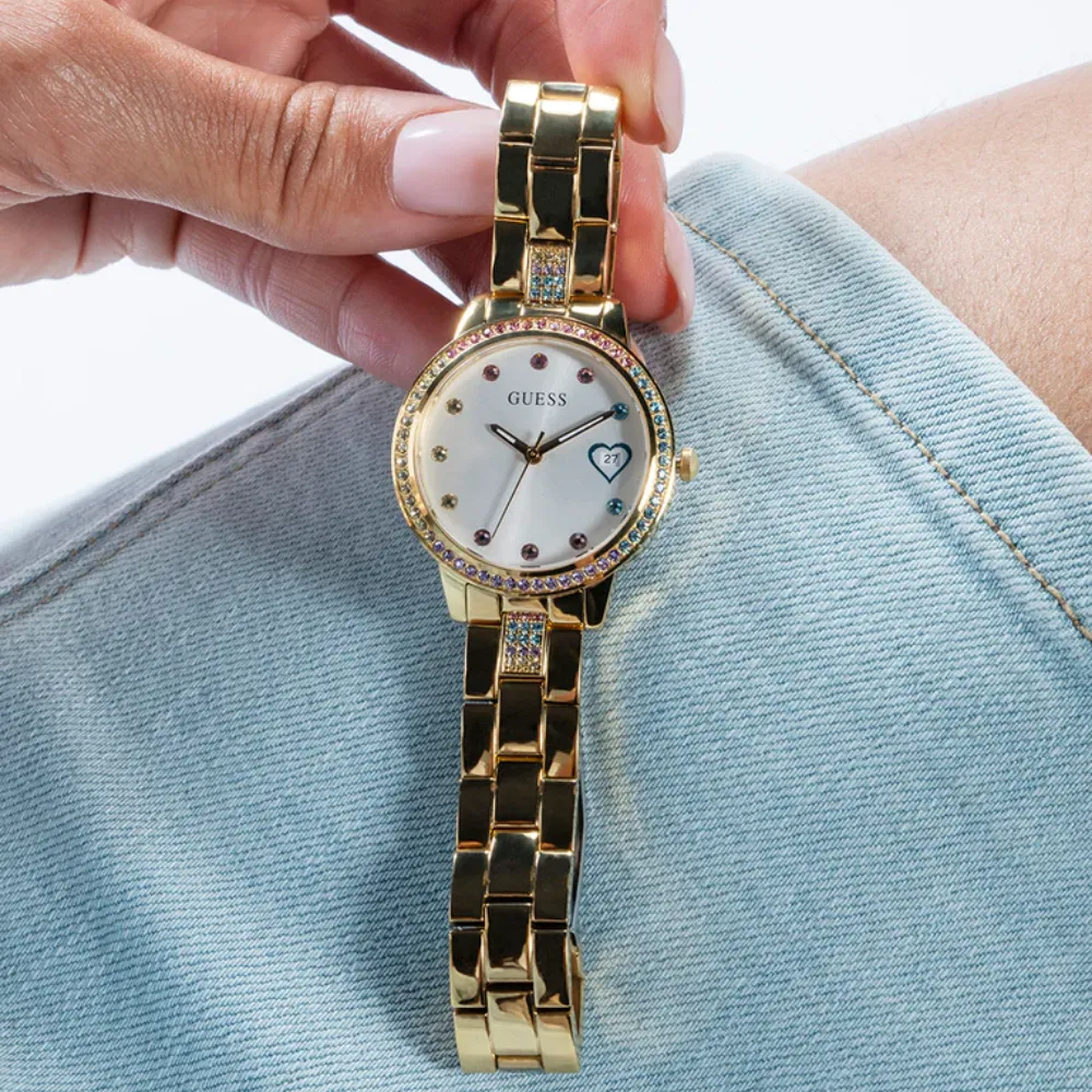 Jewelry Guess Watches Guess Silver Dial Gold Stainless Steel Strap Women Watch GW0657L2