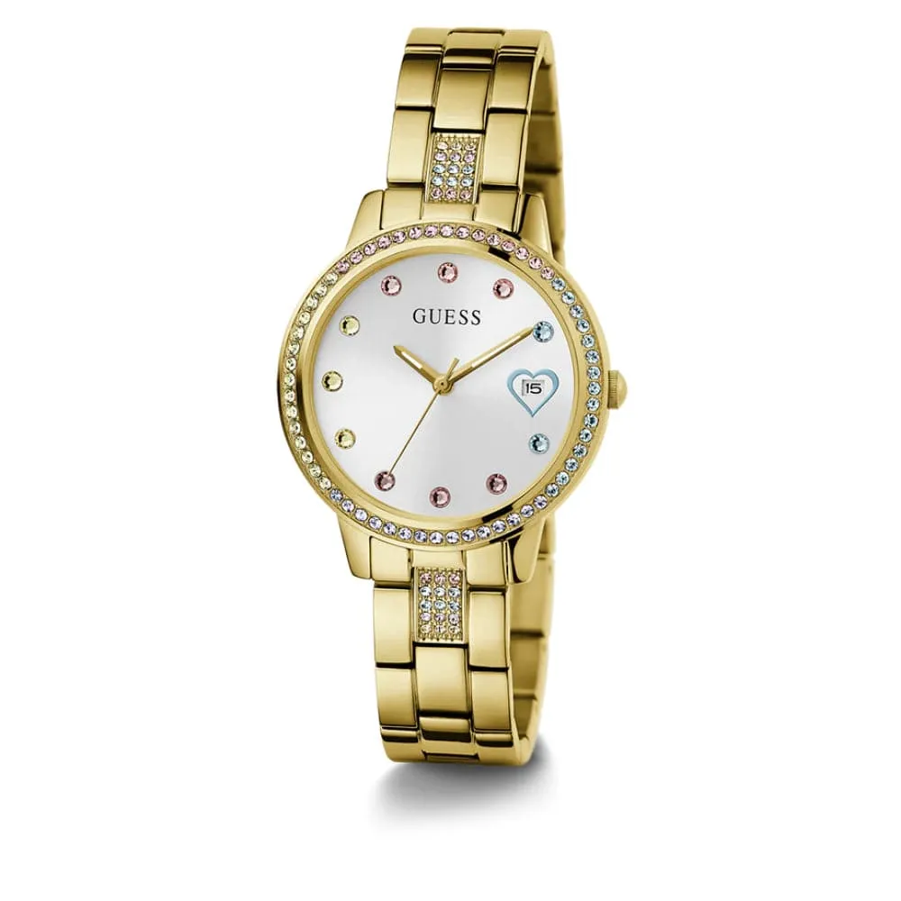 Jewelry Guess Watches Guess Silver Dial Gold Stainless Steel Strap Women Watch GW0657L2