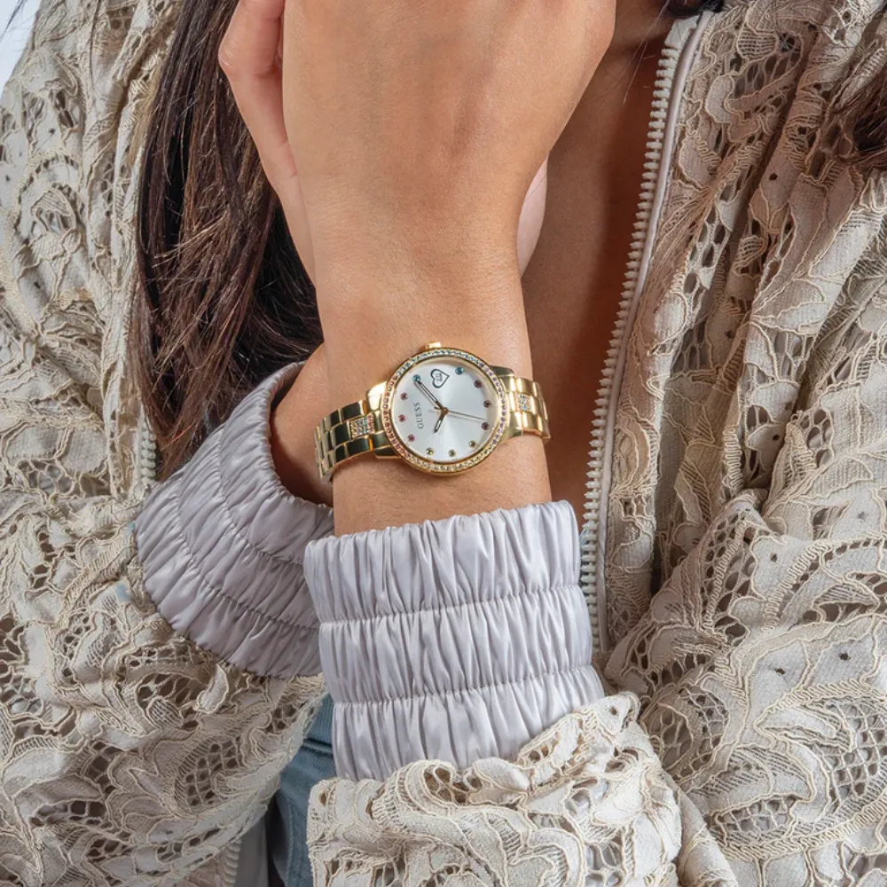 Jewelry Guess Watches Guess Silver Dial Gold Stainless Steel Strap Women Watch GW0657L2
