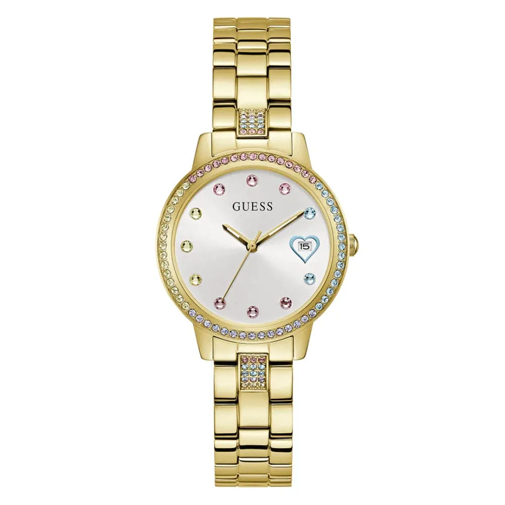 Jewelry Guess Watches Guess Silver Dial Gold Stainless Steel Strap Women Watch GW0657L2