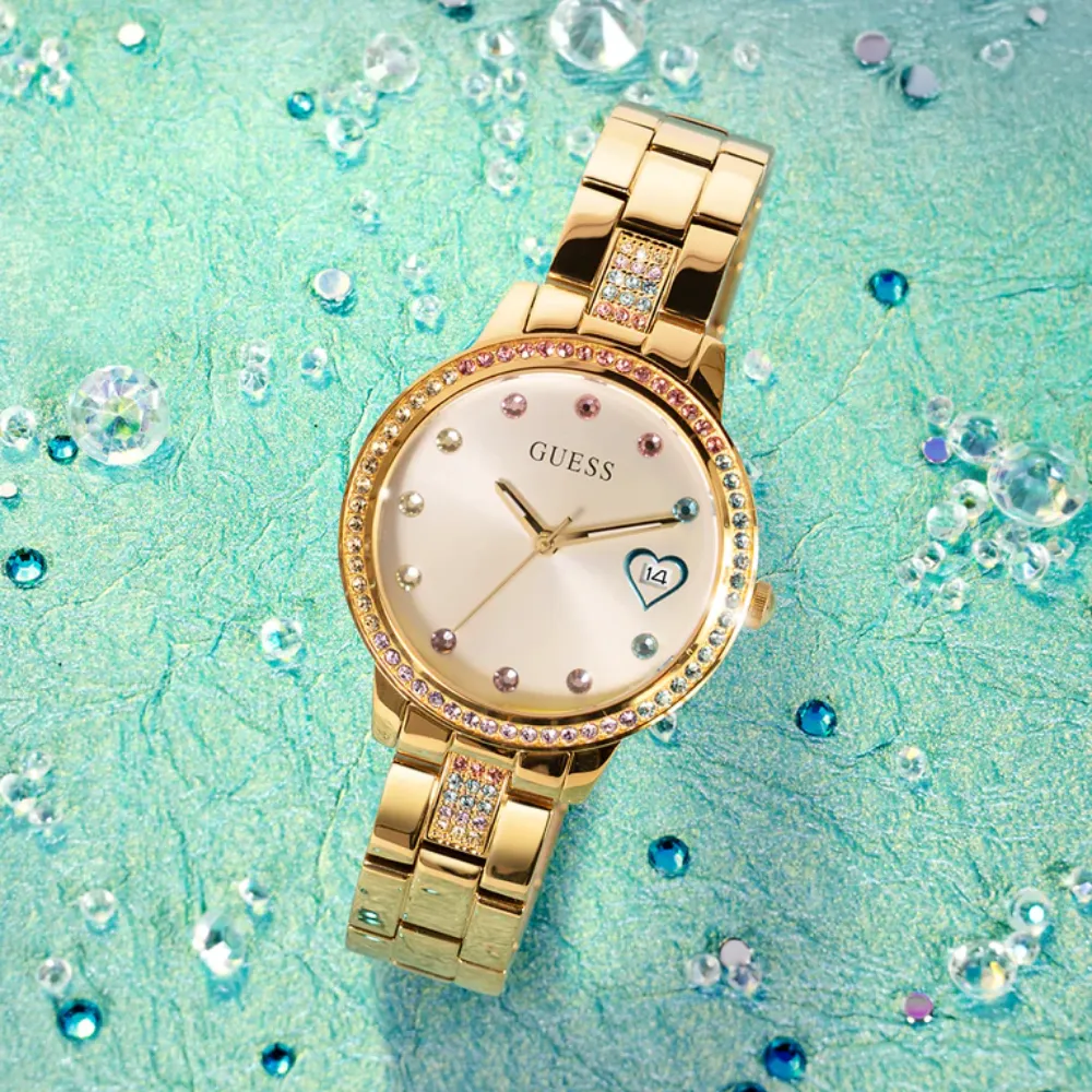 Jewelry Guess Watches Guess Silver Dial Gold Stainless Steel Strap Women Watch GW0657L2
