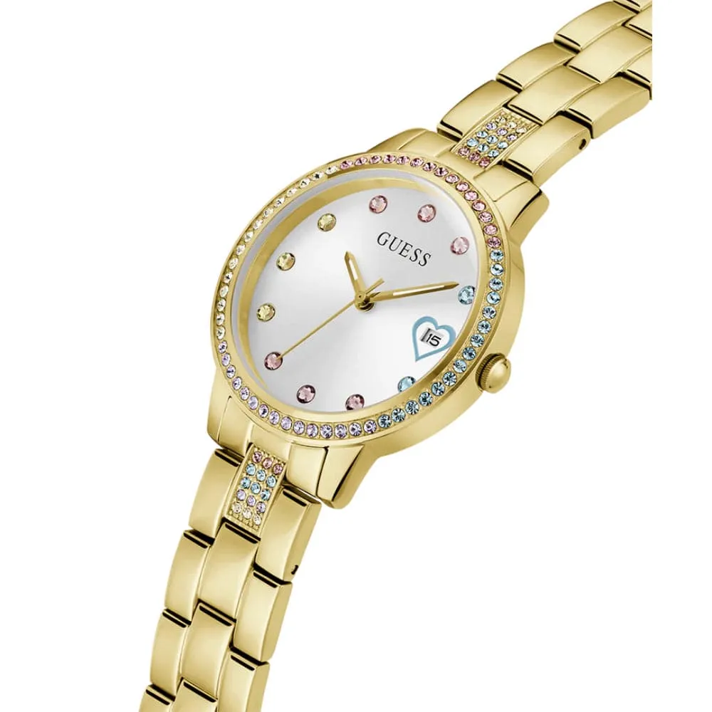 Jewelry Guess Watches Guess Silver Dial Gold Stainless Steel Strap Women Watch GW0657L2