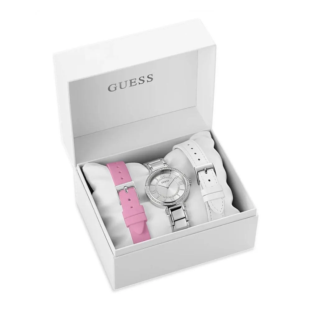 Jewelry Guess Watches Guess Silver Dial Stainless Steel Strap Women Watch GW0588L2