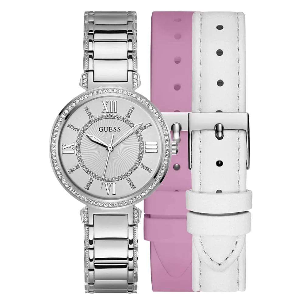 Jewelry Guess Watches Guess Silver Dial Stainless Steel Strap Women Watch GW0588L2