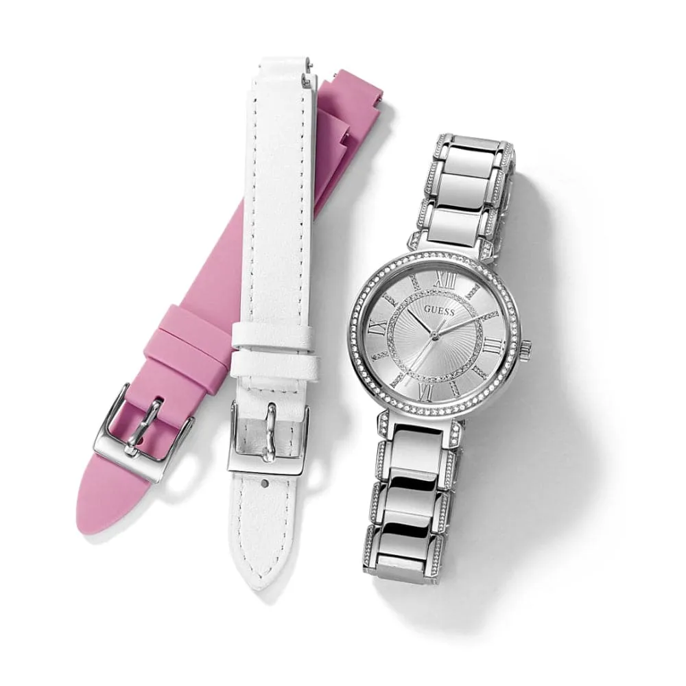 Jewelry Guess Watches Guess Silver Dial Stainless Steel Strap Women Watch GW0588L2