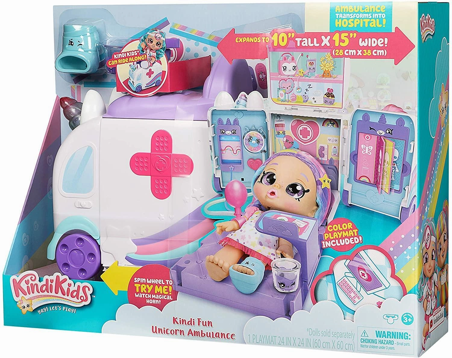 Kindi Kids Hospital Corner Unicorn Ambulance Playset