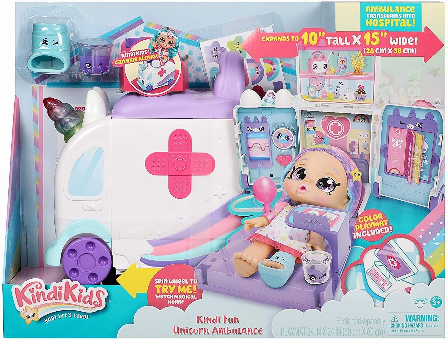 Kindi Kids Hospital Corner Unicorn Ambulance Playset