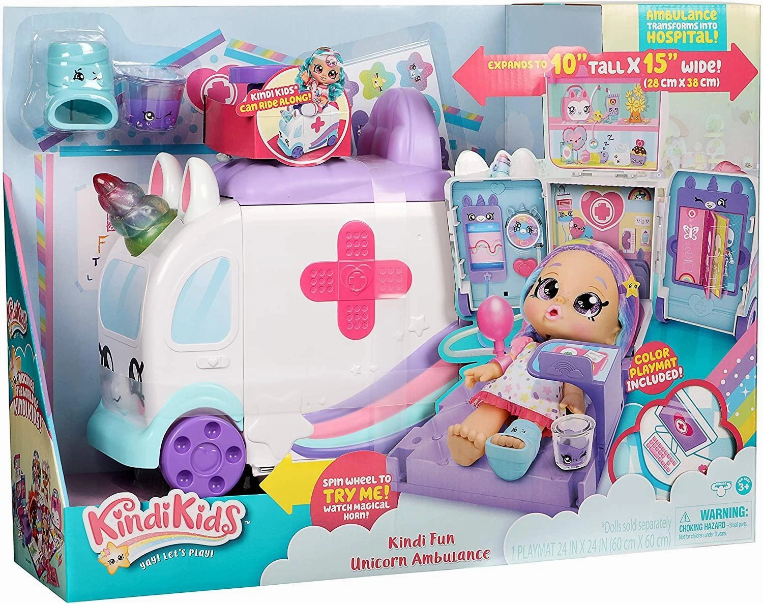 Kindi Kids Hospital Corner Unicorn Ambulance Playset