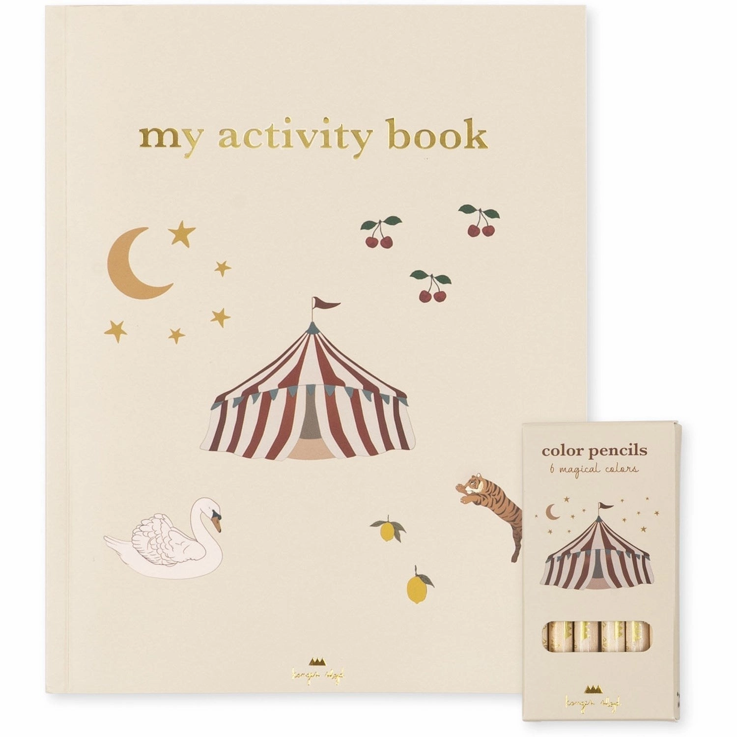 Konges Sljd Activity Book with Coloring Pencils Off White