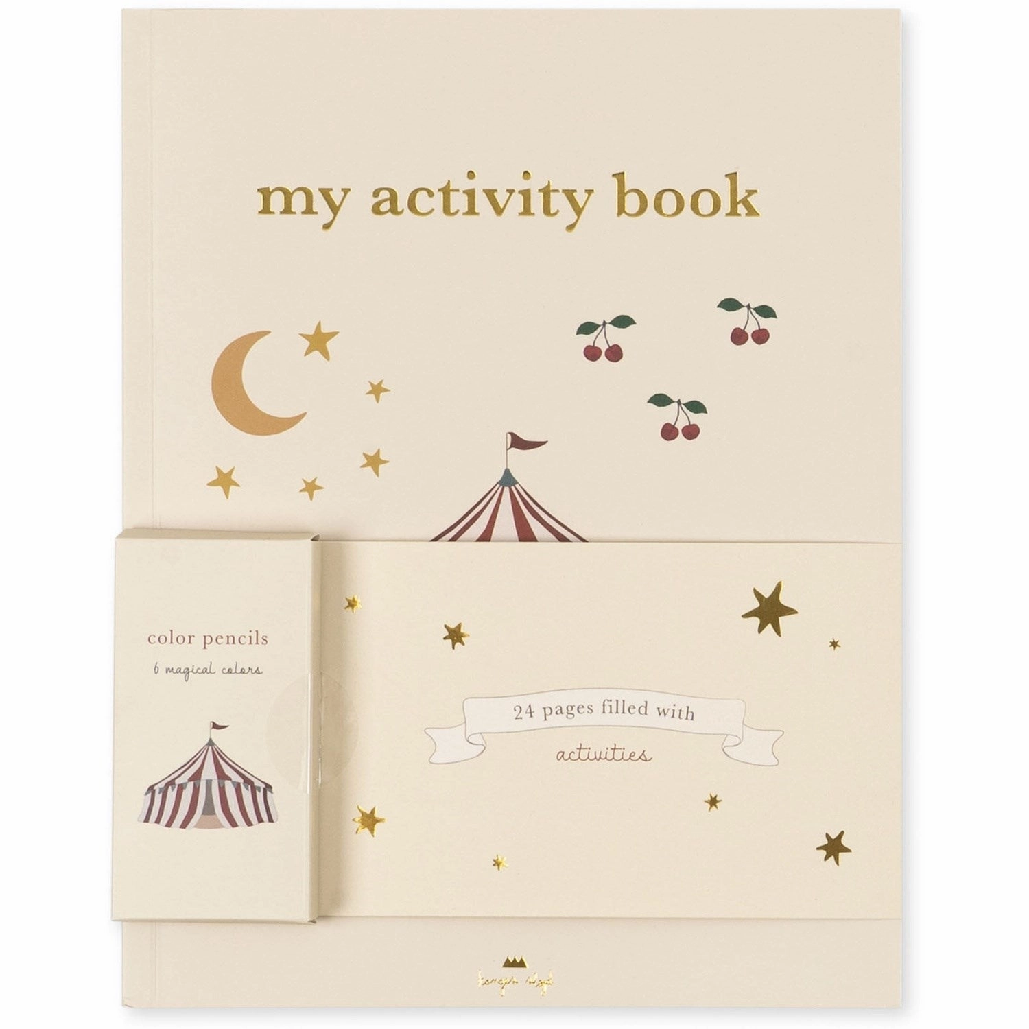 Konges Sljd Activity Book with Coloring Pencils Off White