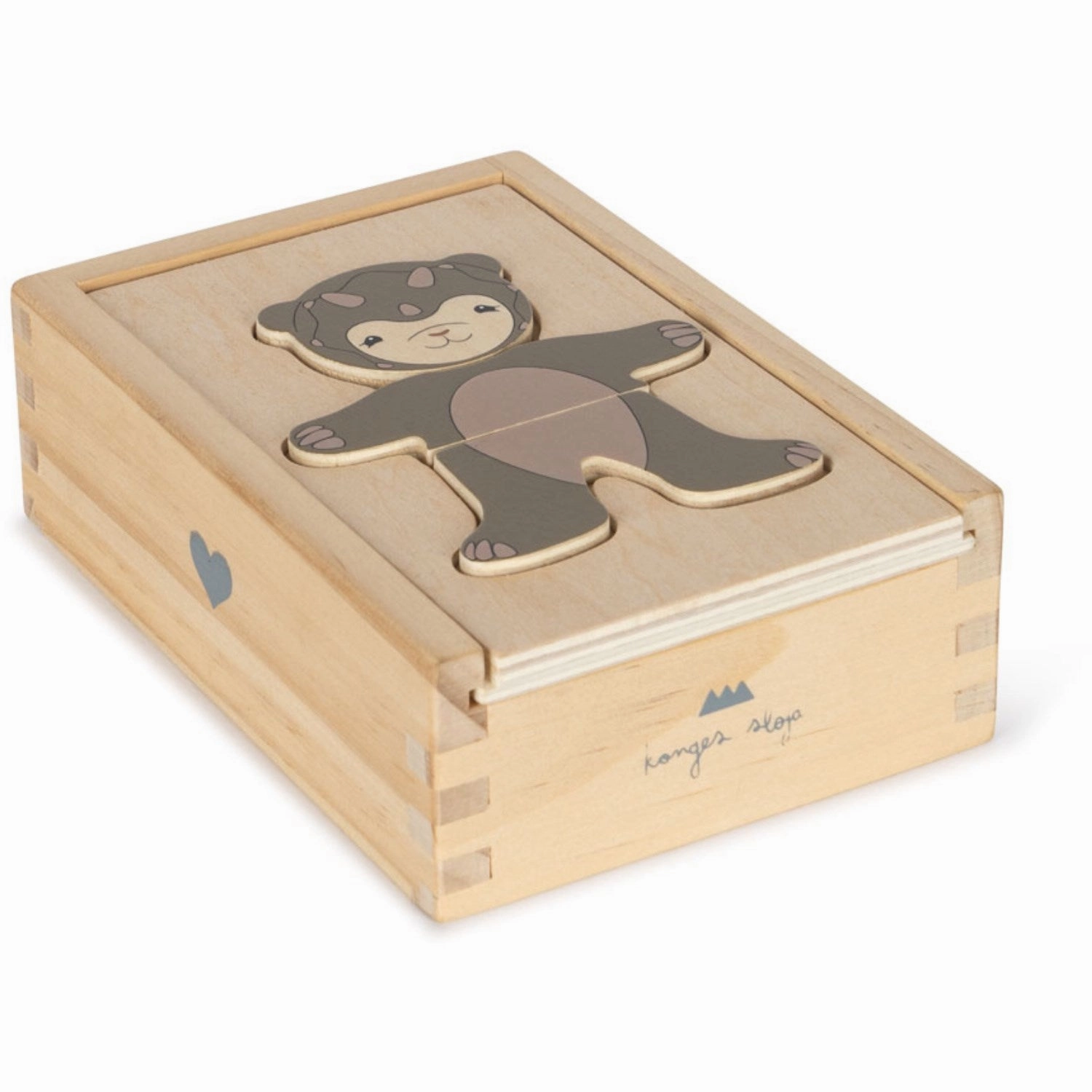 Konges Sljd Animals Wooden Teddy Dress Up Puzzle Fsc