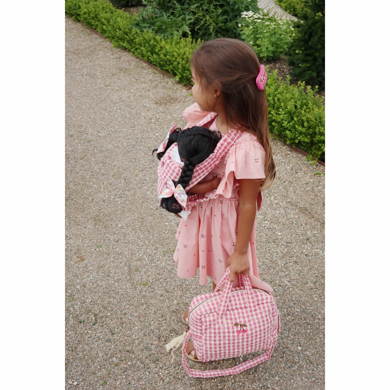 Konges Sljd Bubblegum Check Doll Carrier