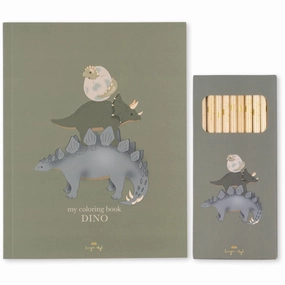 Konges Sljd Dino Coloring Book And Crayons