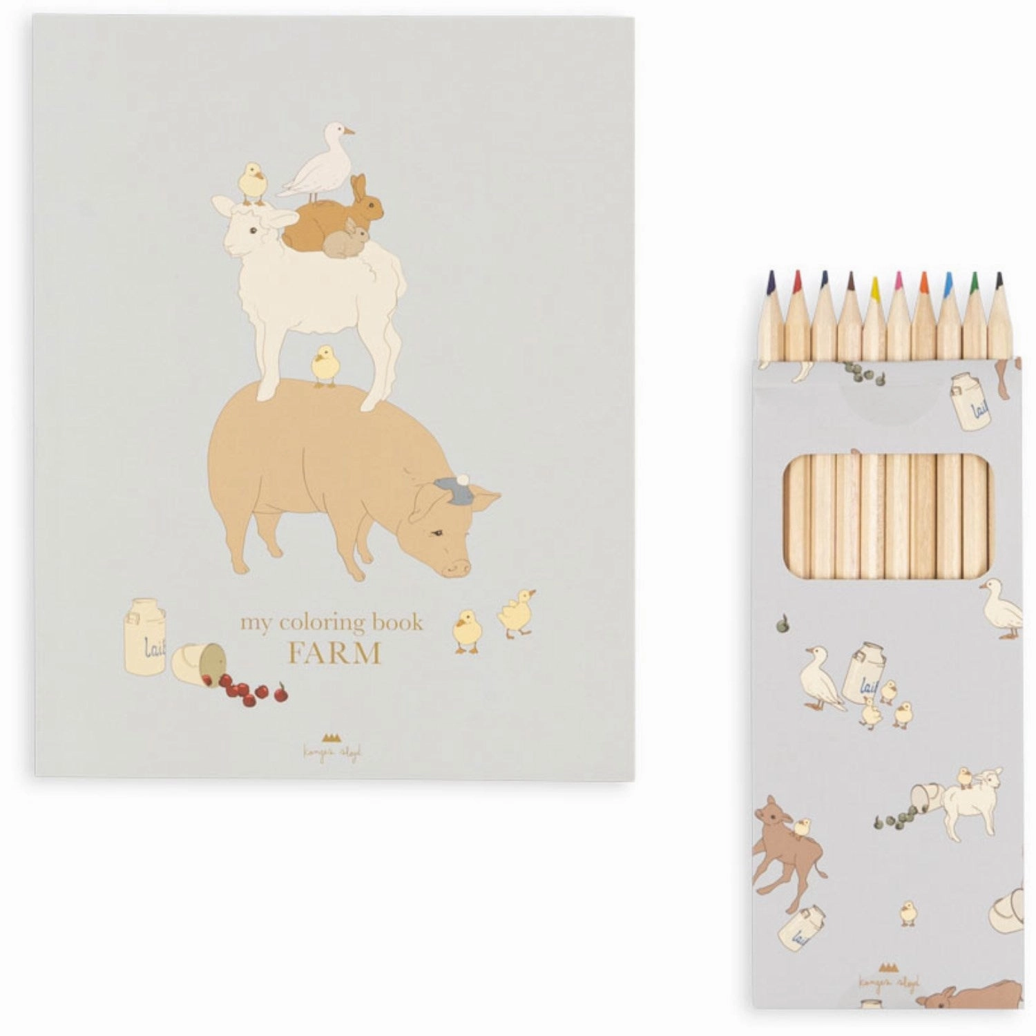 Konges Sljd Farm Coloring Book And Crayons