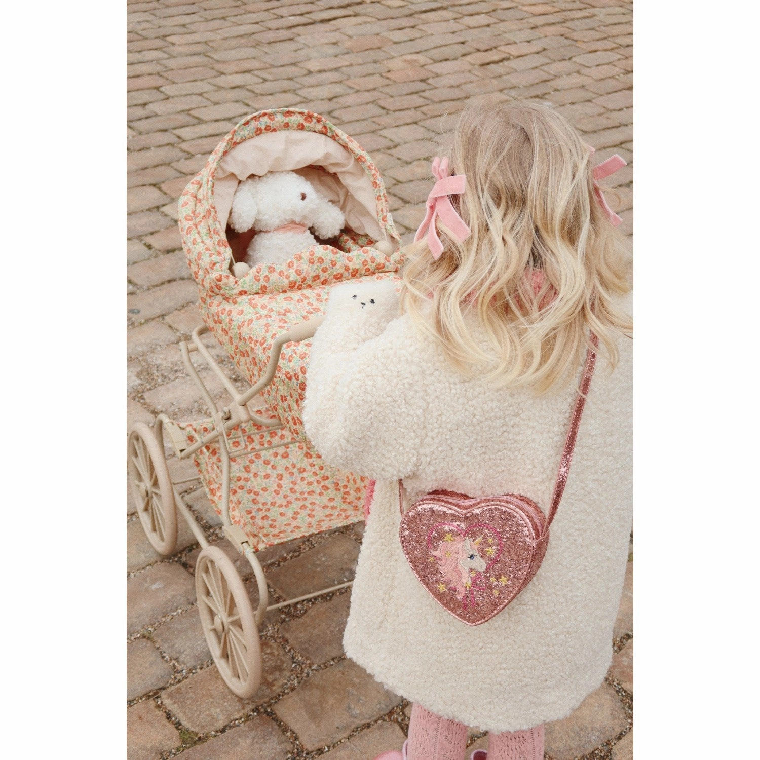 Konges Sljd Ma Grande Cerise Pink Glitter Doll Pram