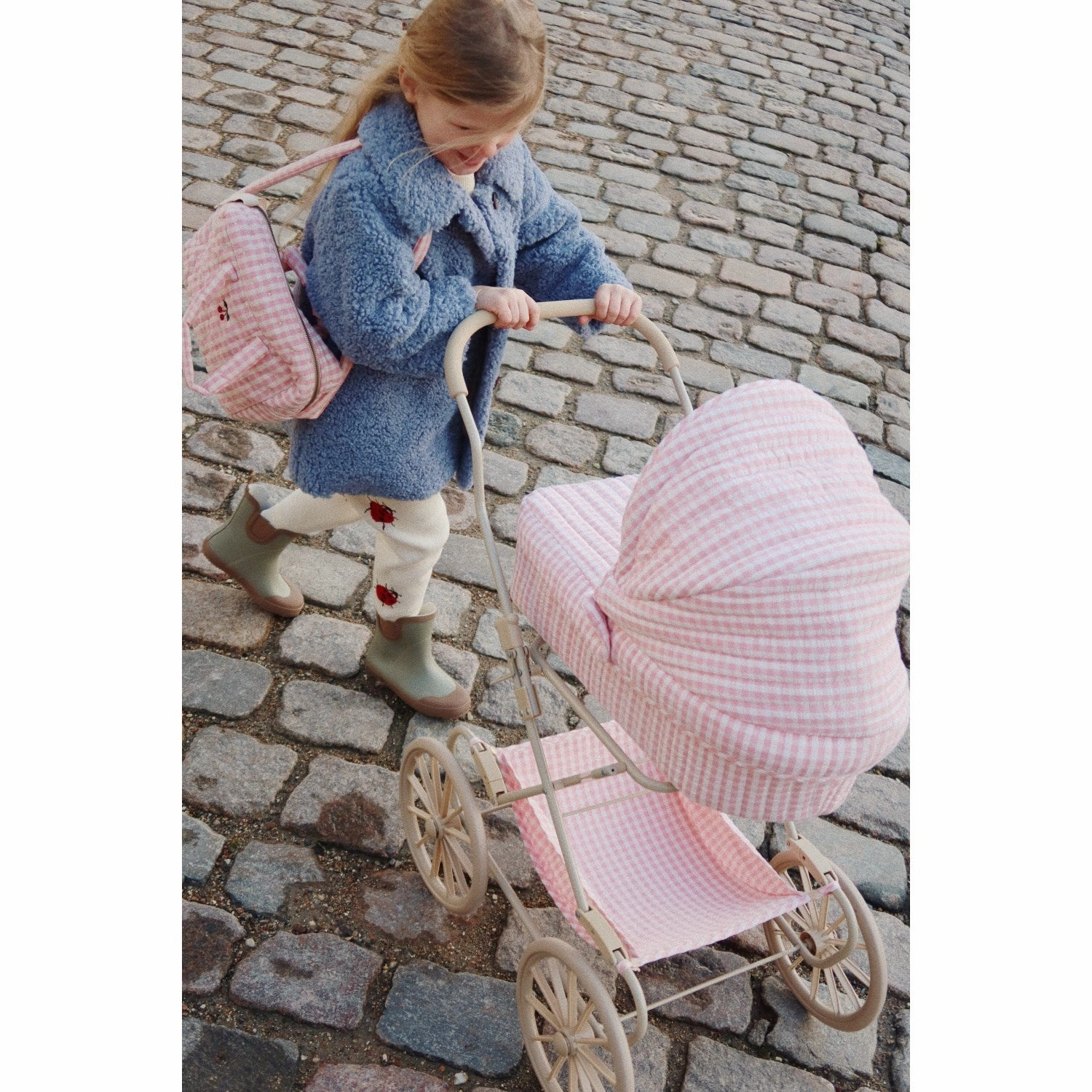 Konges Sljd Powder Pink Check Doll Bag