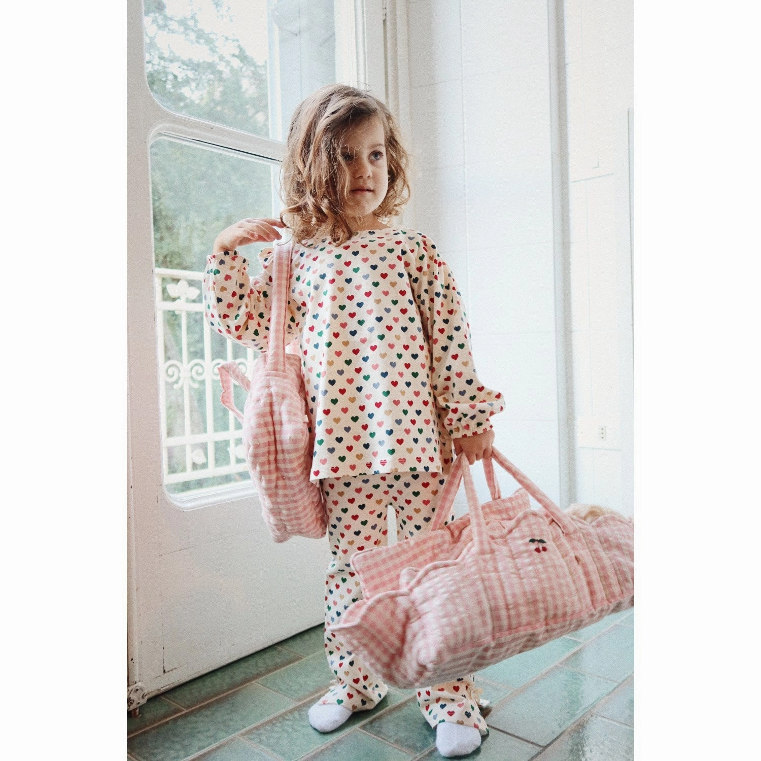 Konges Sljd Powder Pink Check Doll Bag