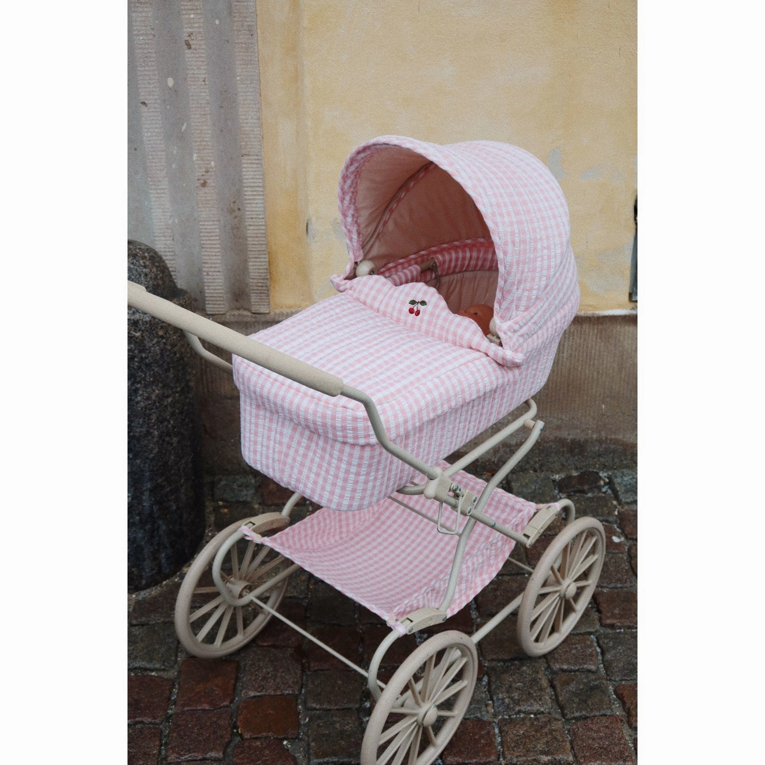 Konges Sljd Powder Pink Check Doll Pram