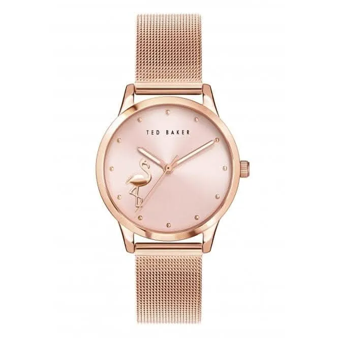 Ladies Fitzrovia Flamingo Stainless Steel Rose Gold Tone Watch BKPFZF011