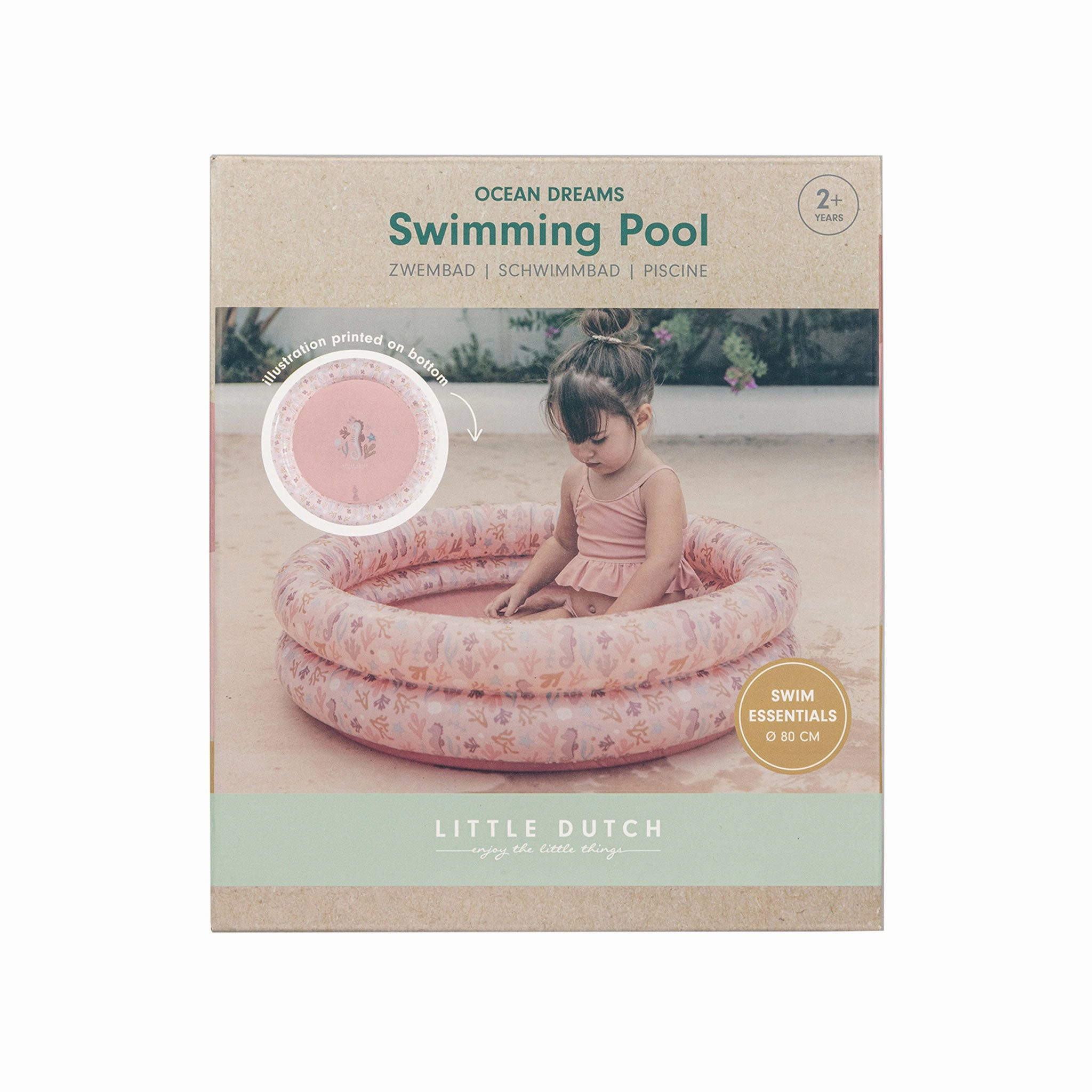 Little Dutch Paddling Pool 80cm - Ocean Dreams Pink
