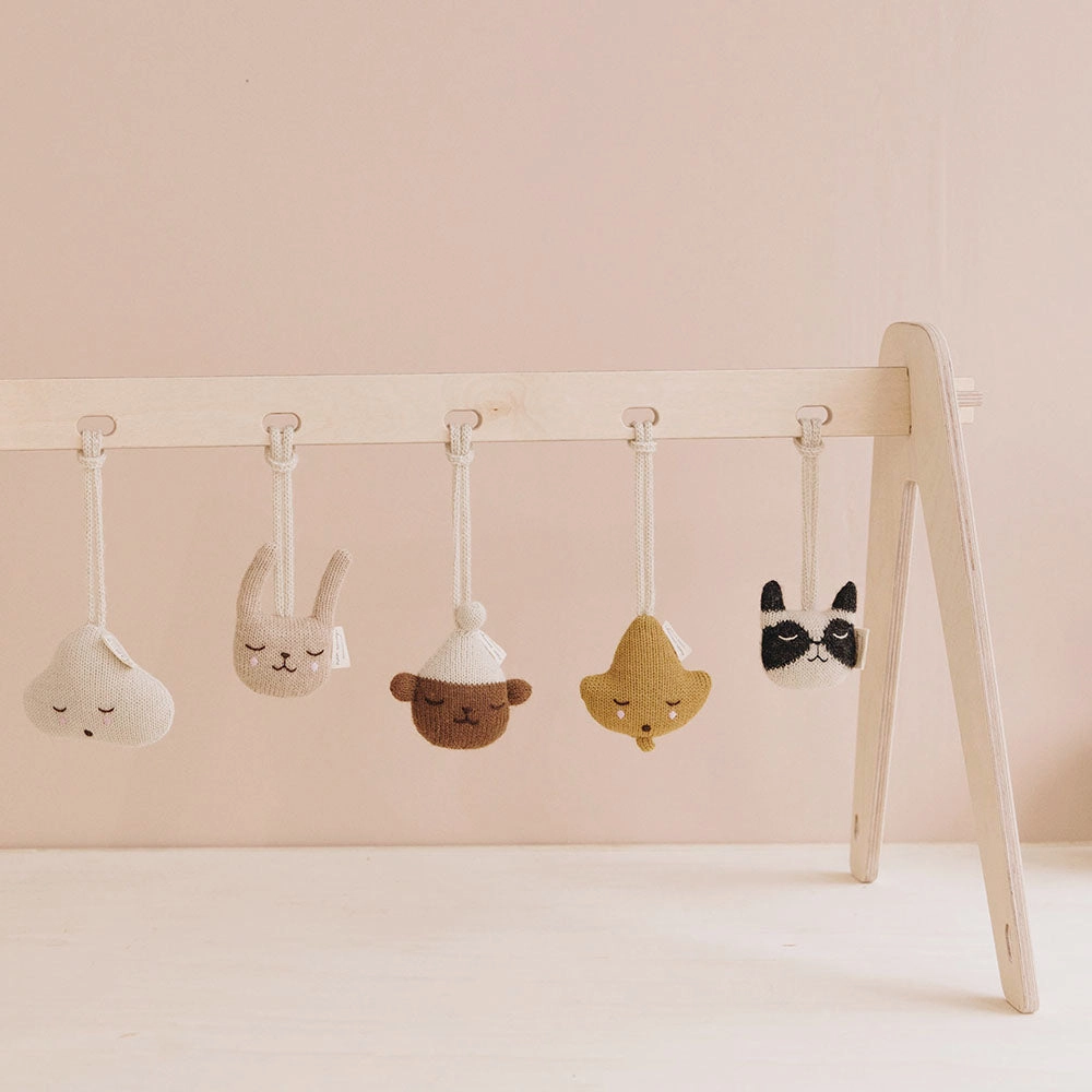 Main Sauvage Baby Gym Toy - Hanging Rattle - Leaf - Ochre