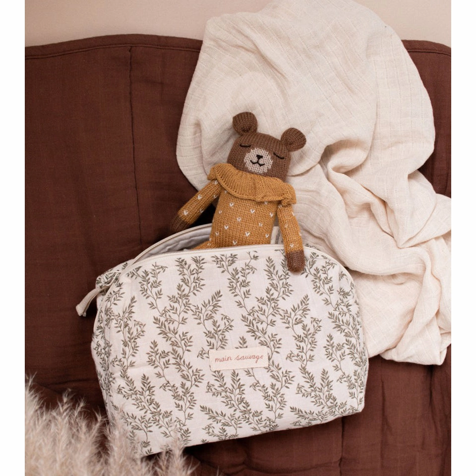 Main Sauvage Teddy, Ochre Dots Pyjamas 22cm