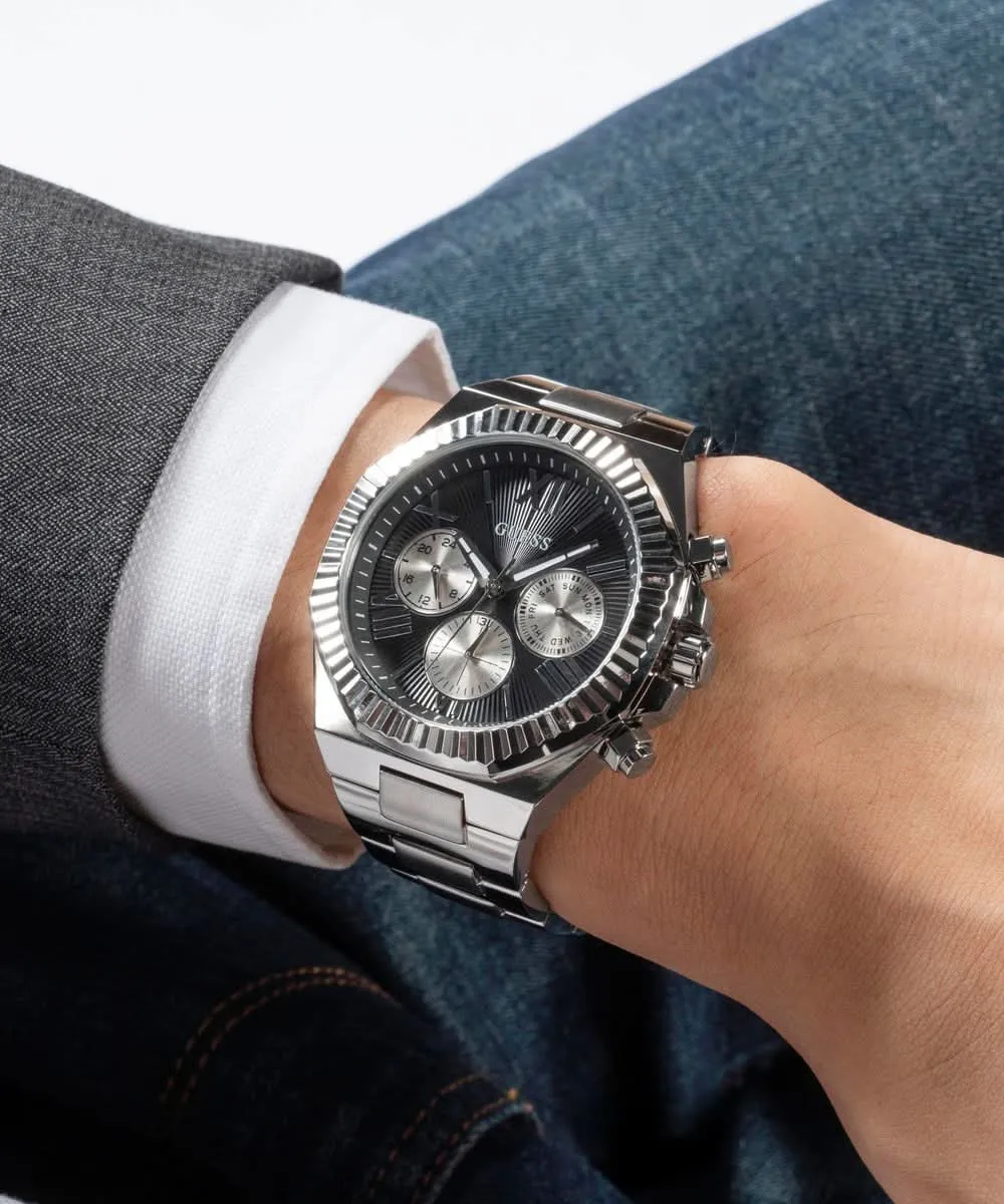 Men's Silver Black Equity Watch GW0703G1
