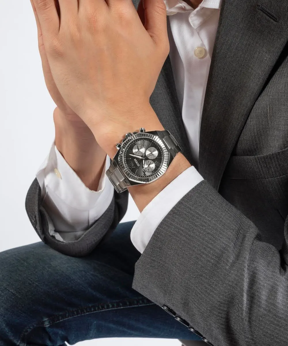 Men's Silver Black Equity Watch GW0703G1