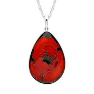 Moorcroft Jewellery Sterling Silver Moorcroft Forever England 2 Poppy Pear Necklace