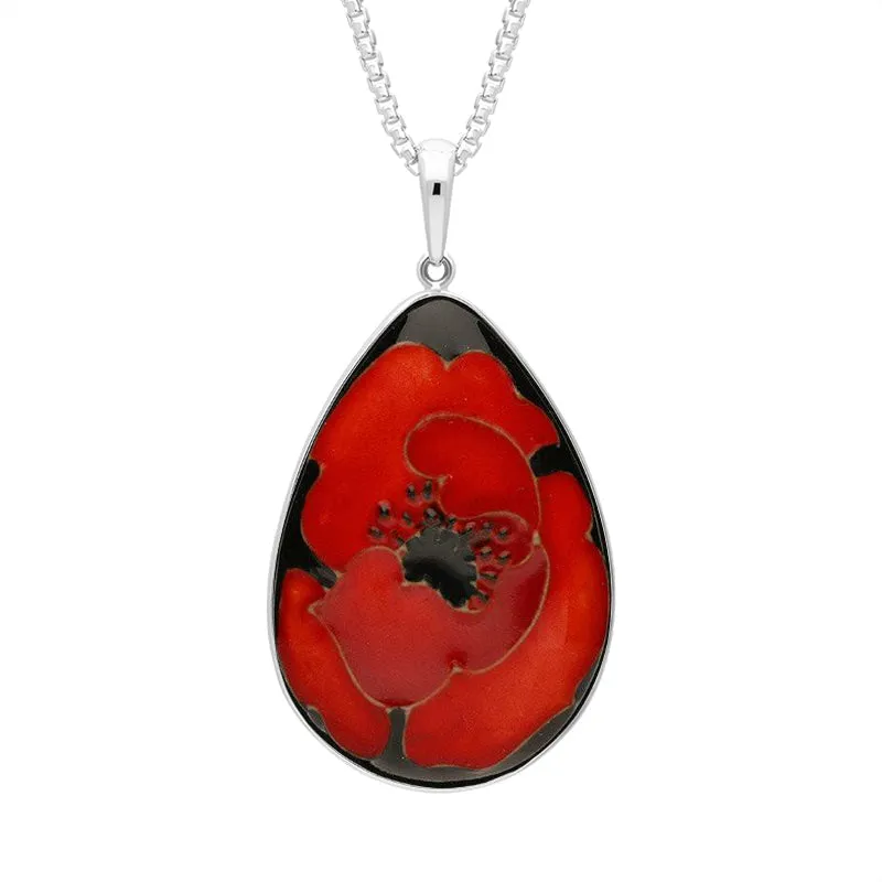 Moorcroft Jewellery Sterling Silver Moorcroft Forever England 2 Poppy Pear Necklace