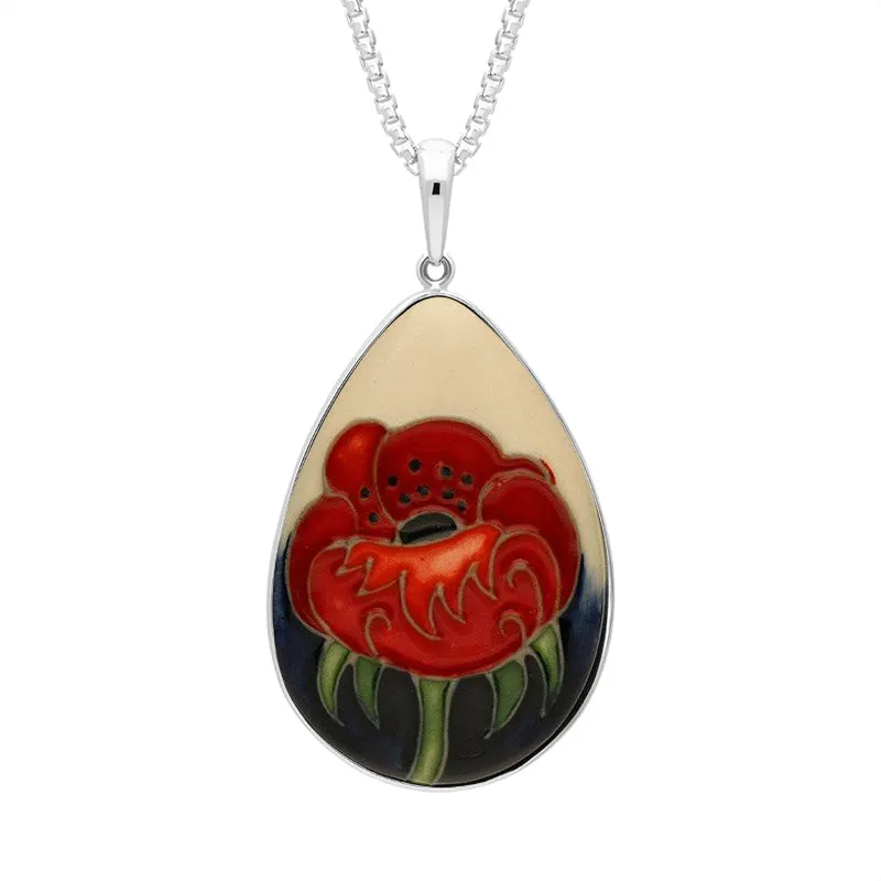 Moorcroft Jewellery Sterling Silver Moorcroft Forever England 3 Poppy Pear Necklace