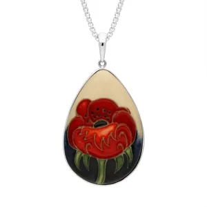 Moorcroft Jewellery Sterling Silver Moorcroft Forever England 3 Poppy Pear Necklace