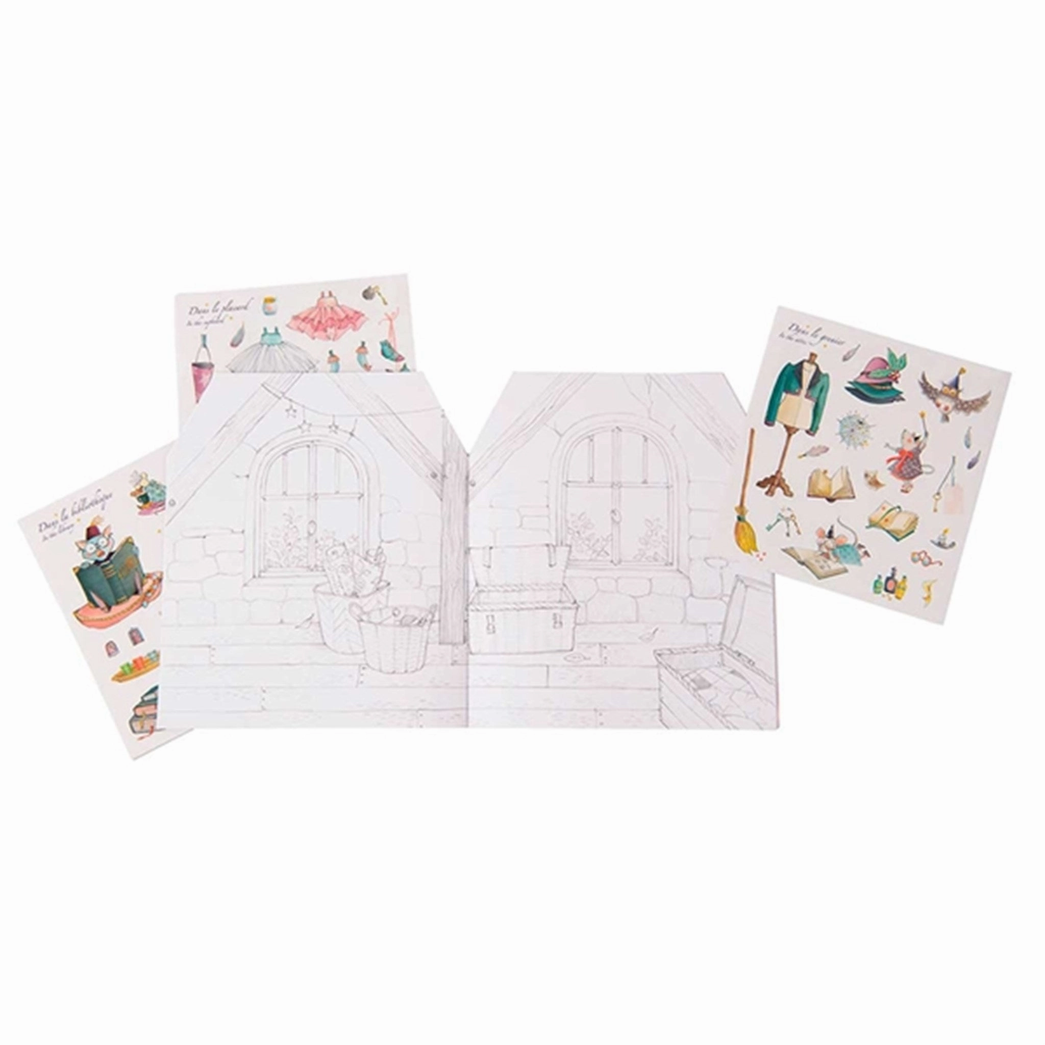 Moulin Roty Coloring Book With 160 Stickers - House
