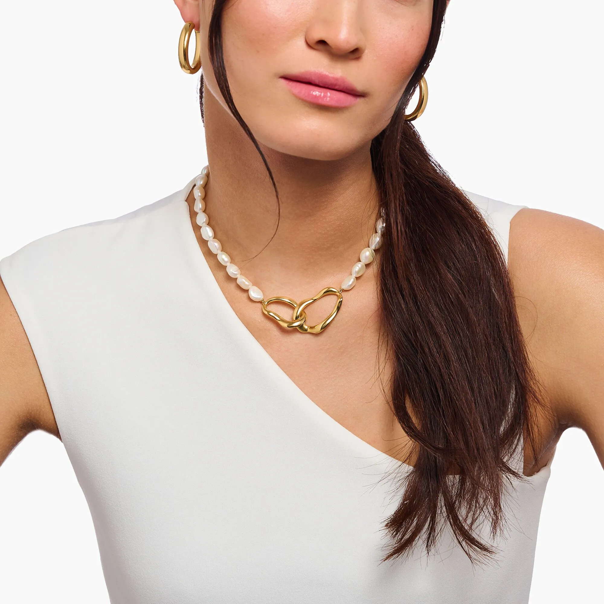 Natural Beauty Gold Plated Pearl Necklace KE2321-430-14 Thomas Sabo Necklaces