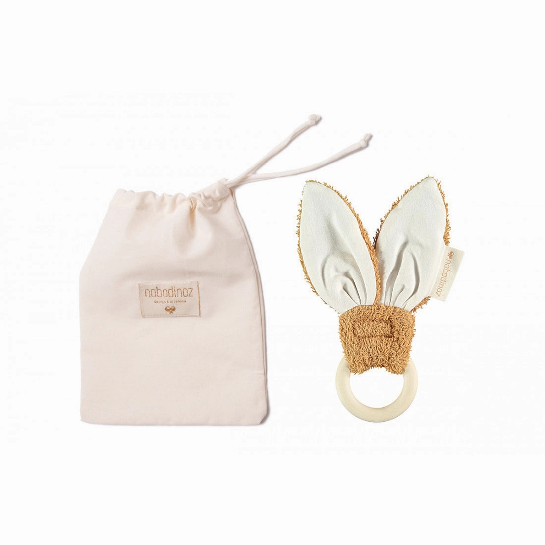 nobodinoz Bunny Teether Ring Caramel
