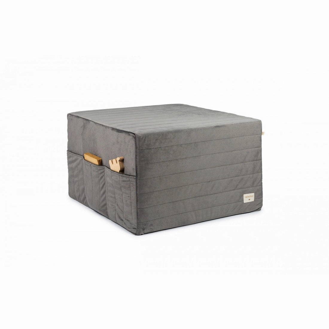 nobodinoz Sleepover Velvet Foldable Mattress Slate Grey