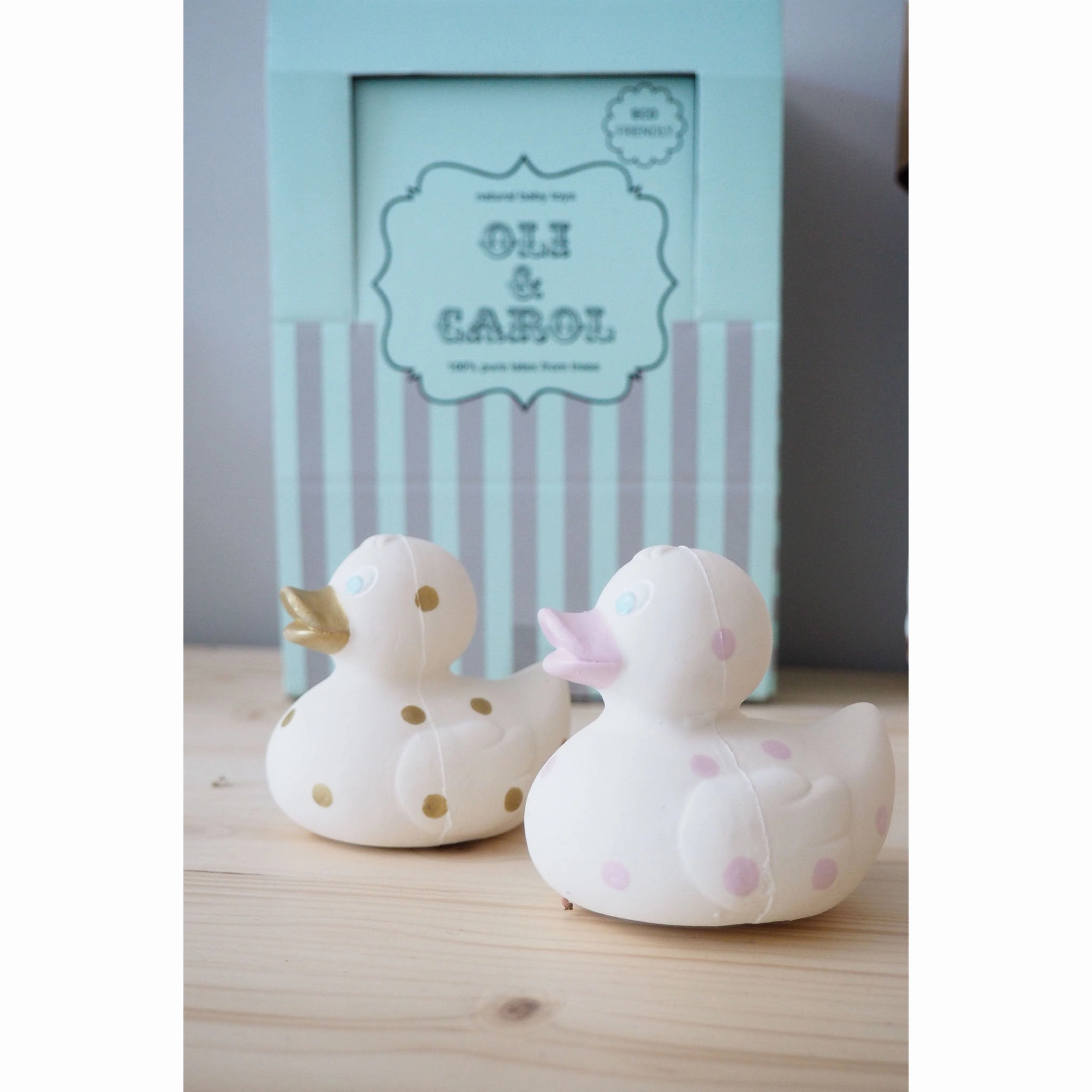 Oli & Carol Small Spotty Ducks Teether
