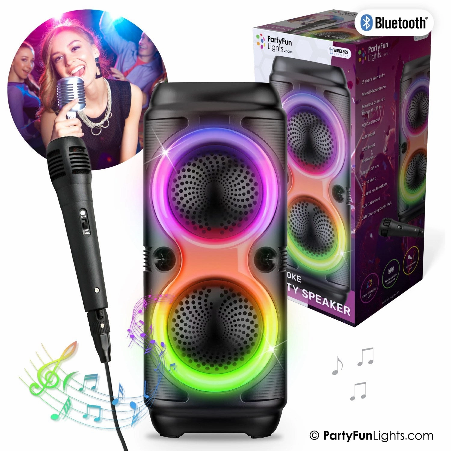 Party Funlight Karaoke Speaker with Microphone