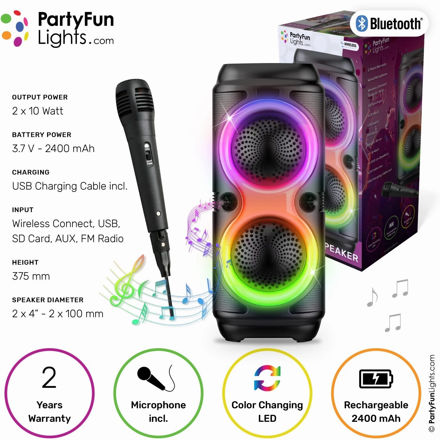 Party Funlight Karaoke Speaker with Microphone