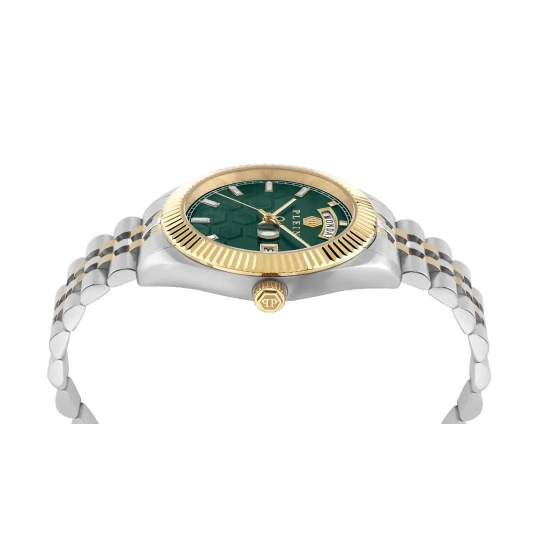 Philipp Plein Gents Rock Couture Date Superlative Silver Gold Watch PWPVA0424