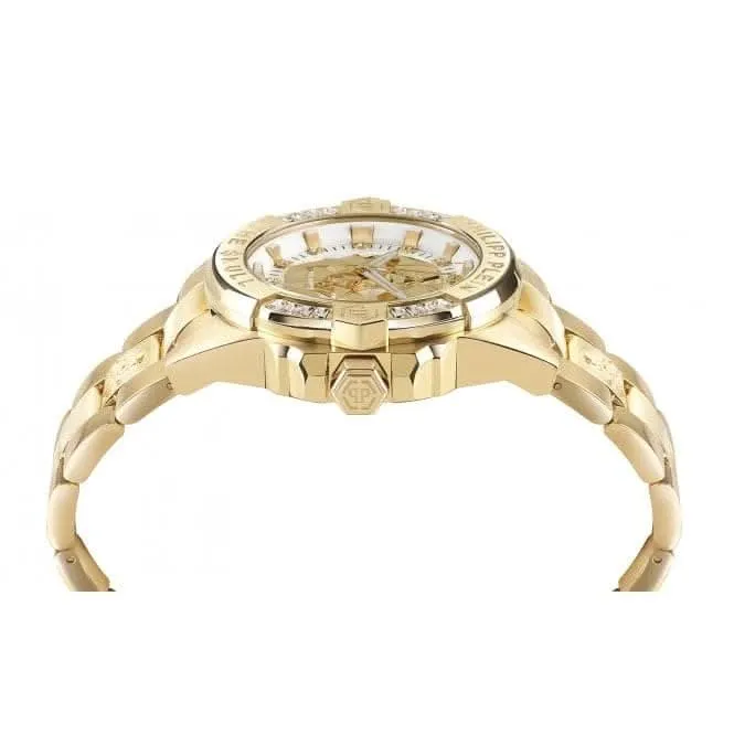Philipp Plein The Skull Genderless Steel Gold White Silver Unisex Watch PWNAA0722