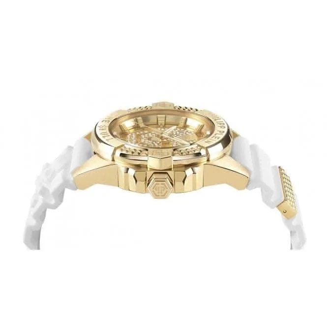 Philipp Plein Unisex High-Conic White The $Kull Watch PWAAA1221