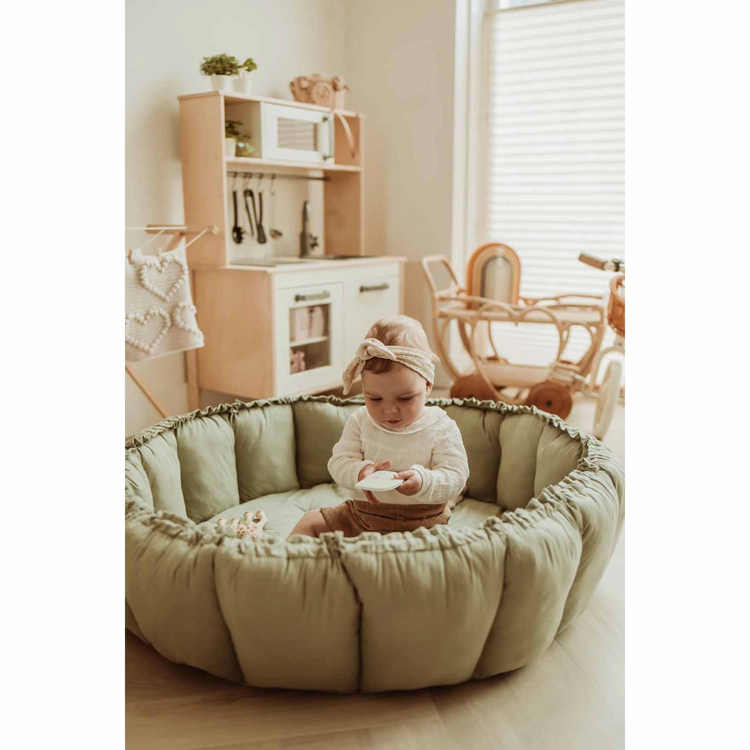 Play&Go Bloom Organic Baby Mat - Meadow Green - 130cm