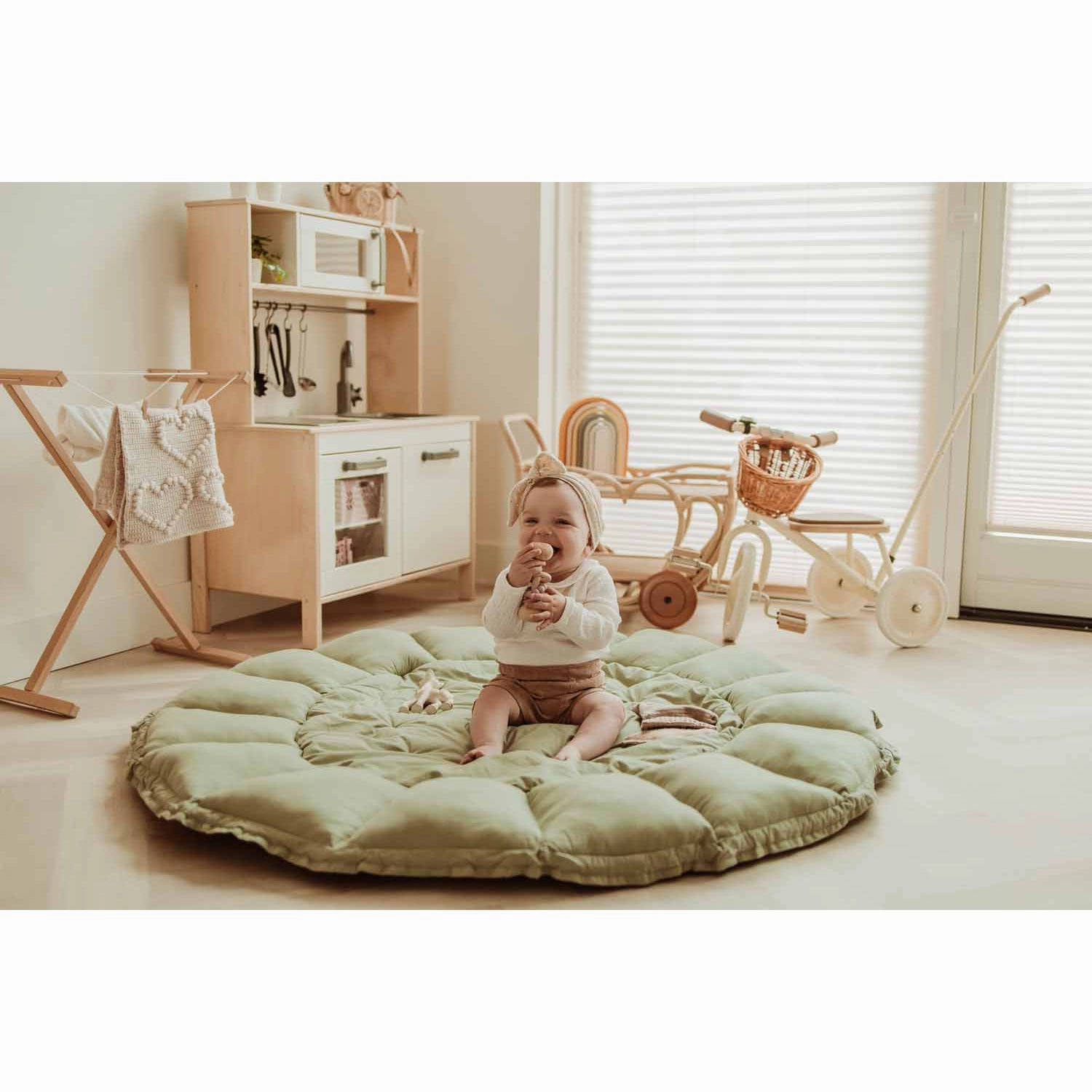 Play&Go Bloom Organic Baby Mat - Meadow Green - 130cm
