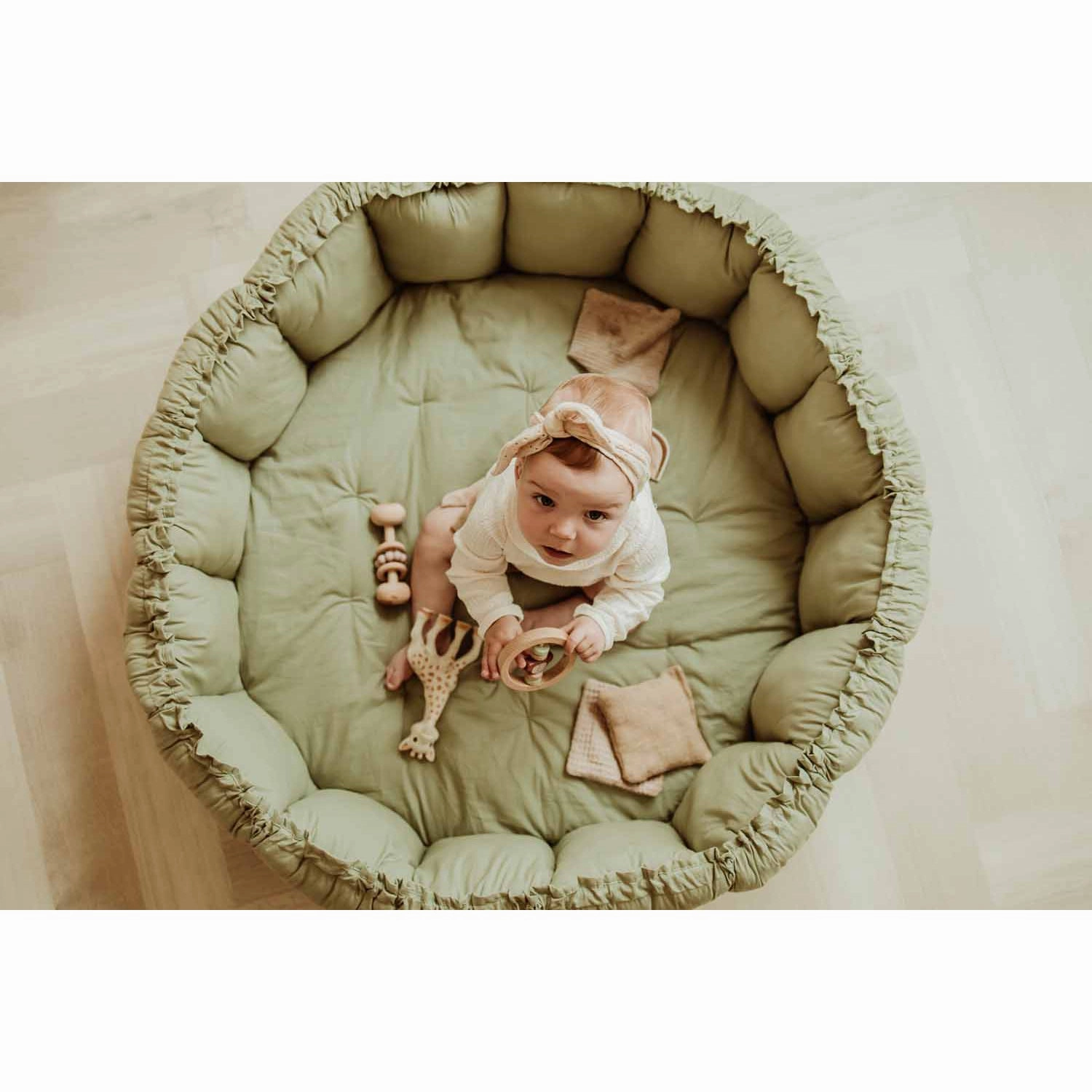 Play&Go Bloom Organic Baby Mat - Meadow Green - 130cm