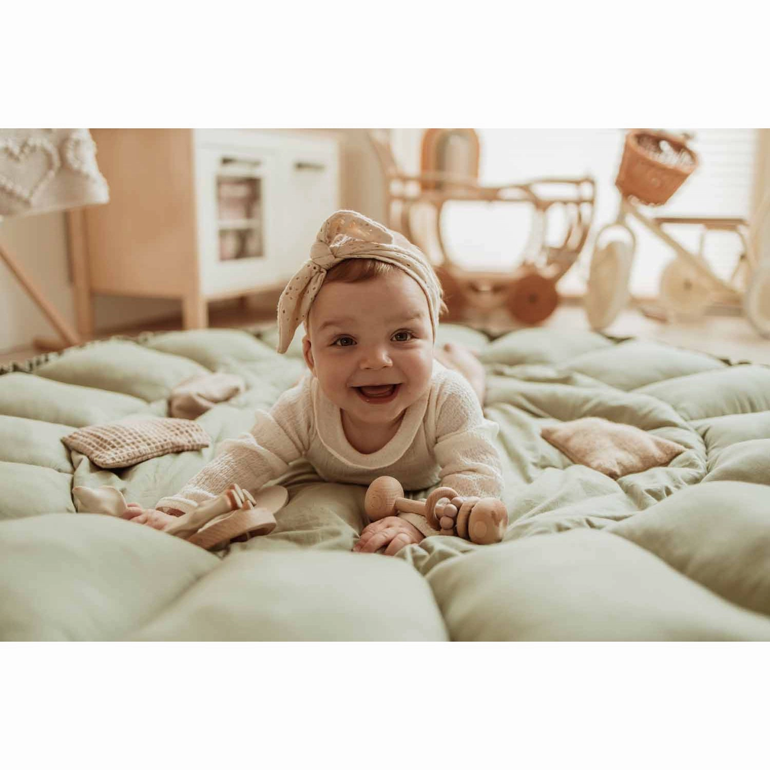 Play&Go Bloom Organic Baby Mat - Meadow Green - 130cm