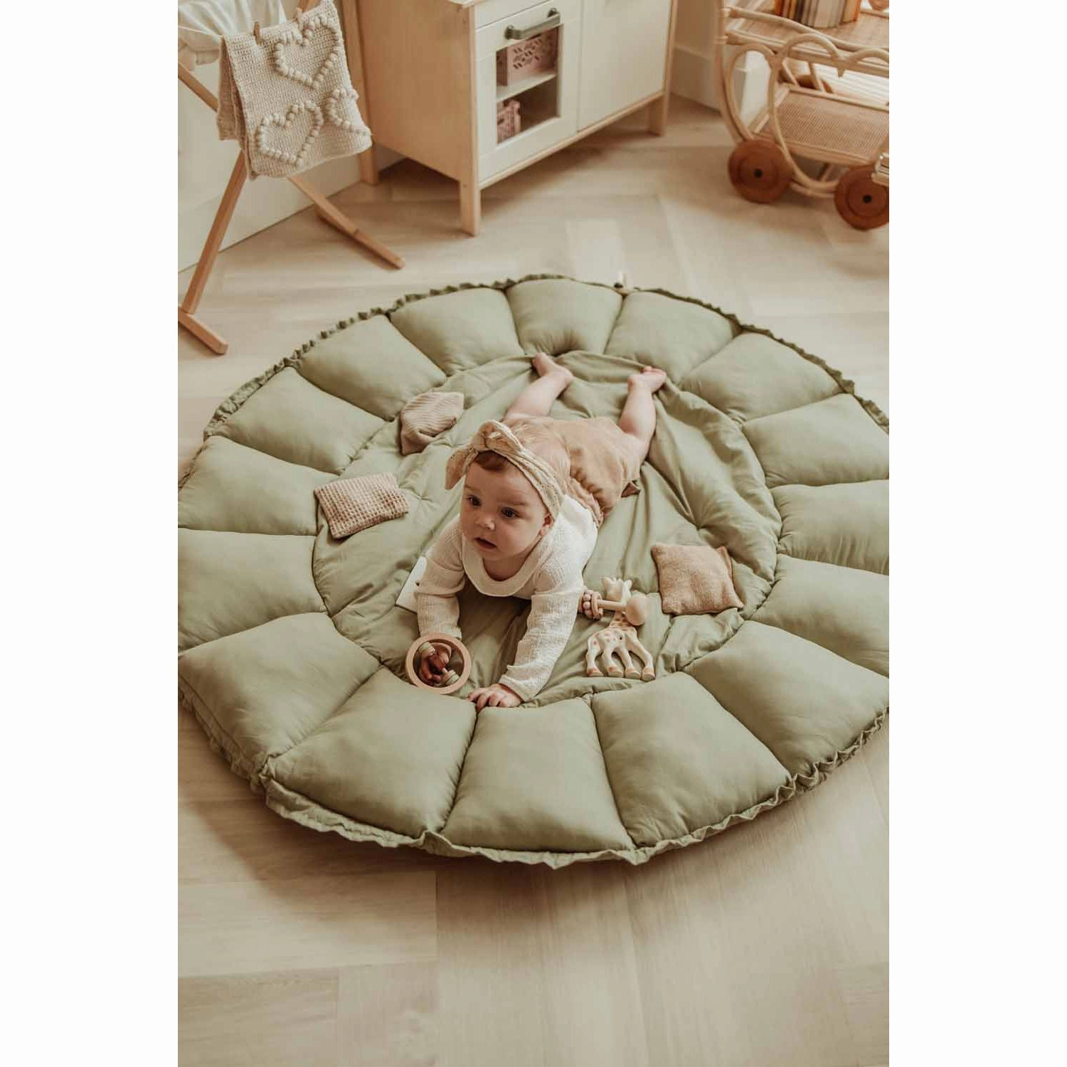 Play&Go Bloom Organic Baby Mat - Meadow Green - 130cm